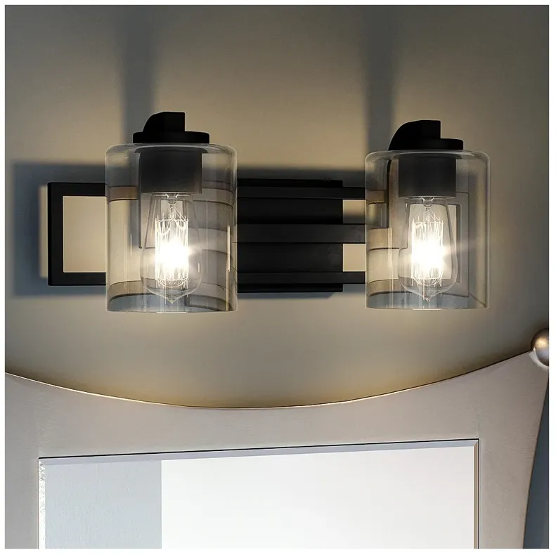 Quoizel Lansdowne 7 1/4"H Matte Black 2-Light Wall Sconce