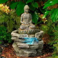 Sitting Buddha 21" High LED Water Fountain