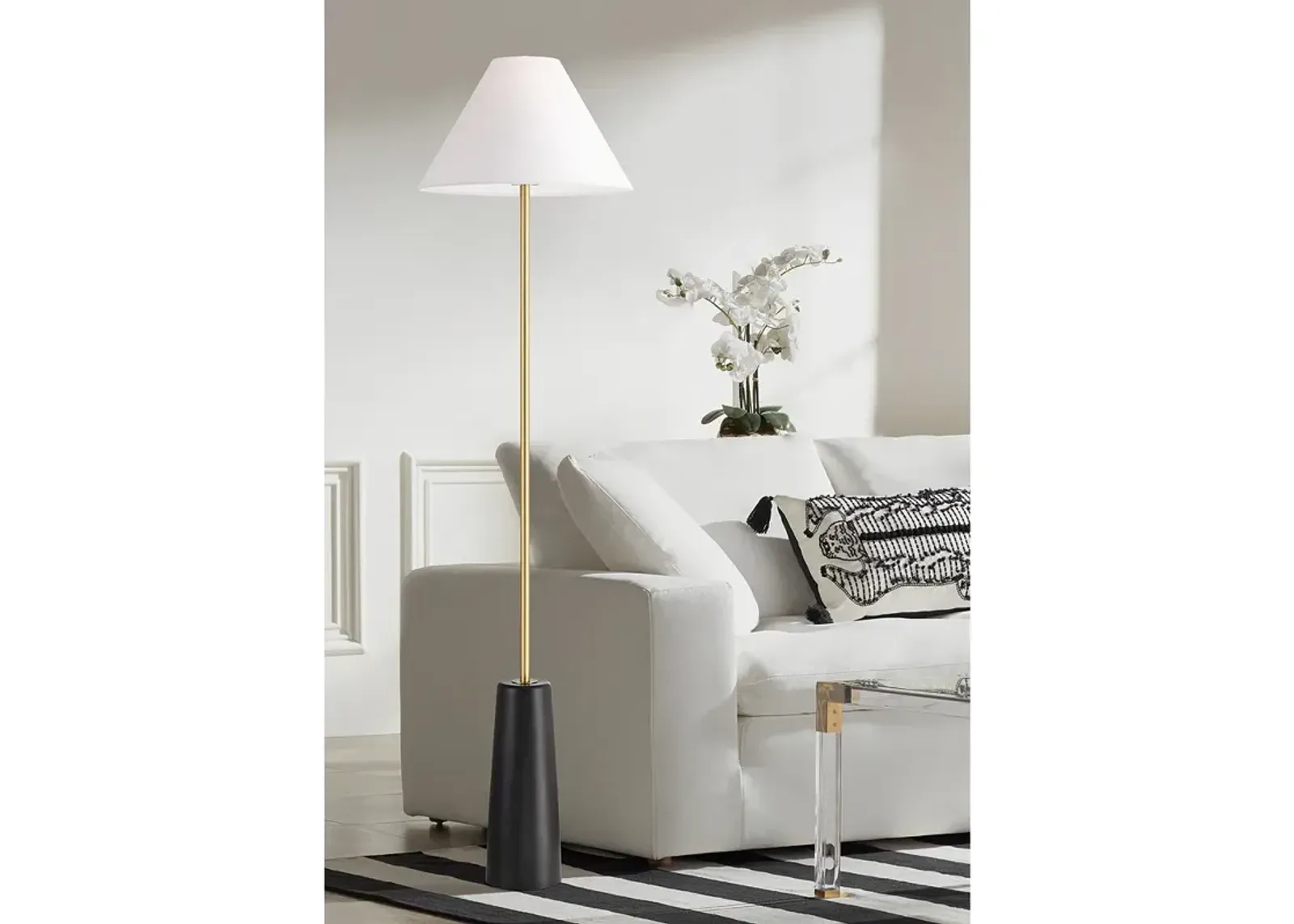 Possini Euro Bamba 61 3/4" High Black and Brass Modern Floor Lamp