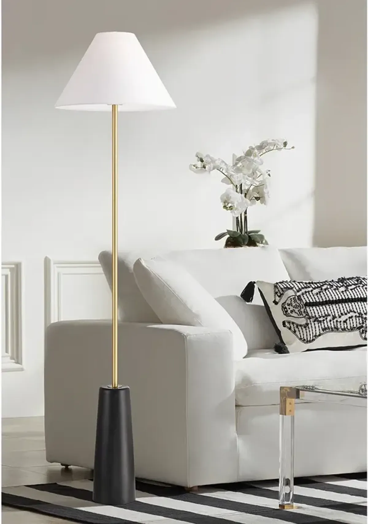 Possini Euro Bamba 61 3/4" High Black and Brass Modern Floor Lamp