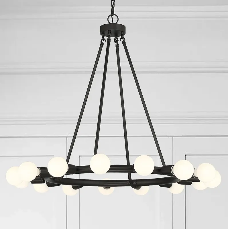 Crystorama Dakota 28" Wide Black 15-Light Ring Chandelier