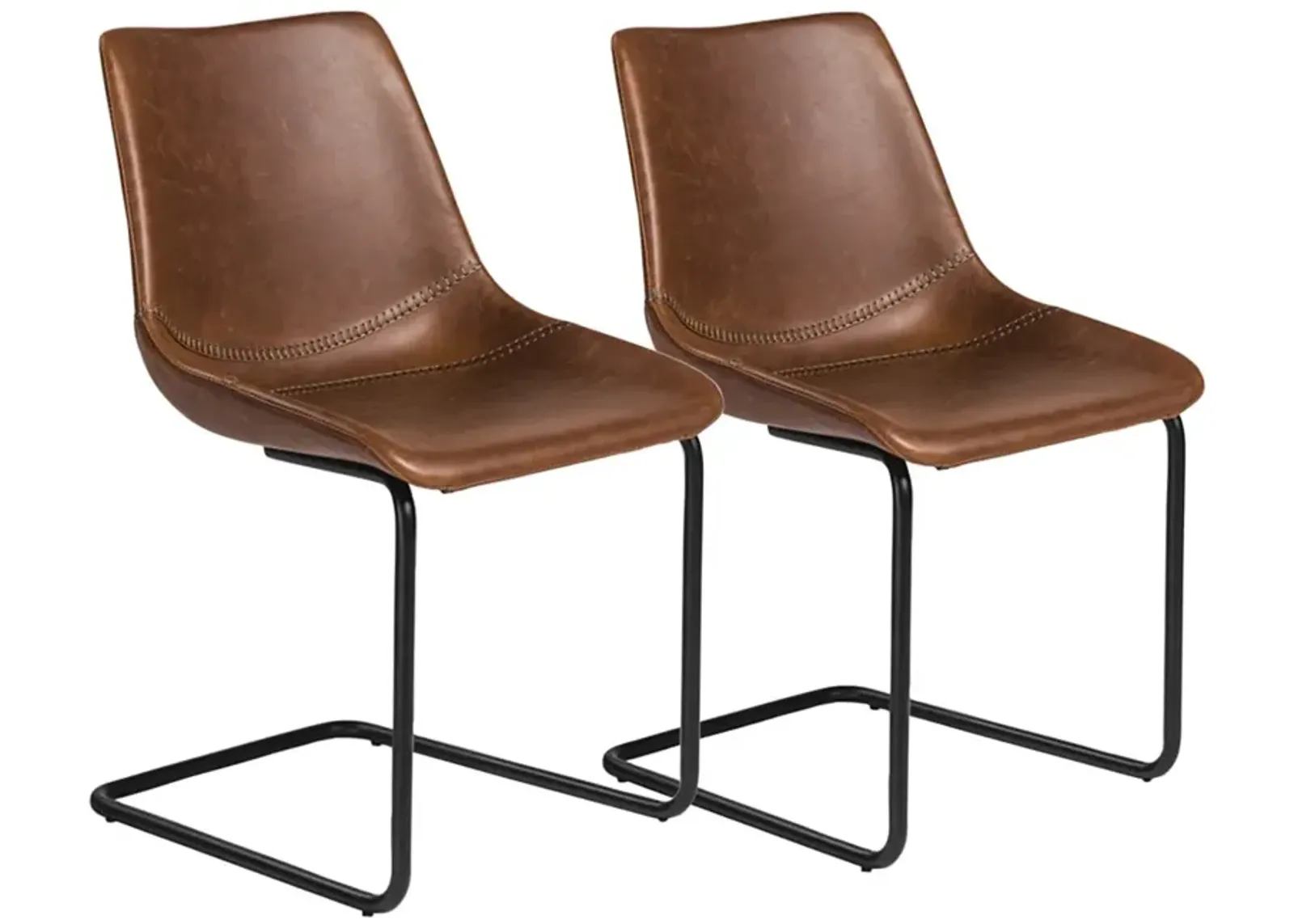 Flynn Dark Brown Leatherette Side Chairs Set of 2