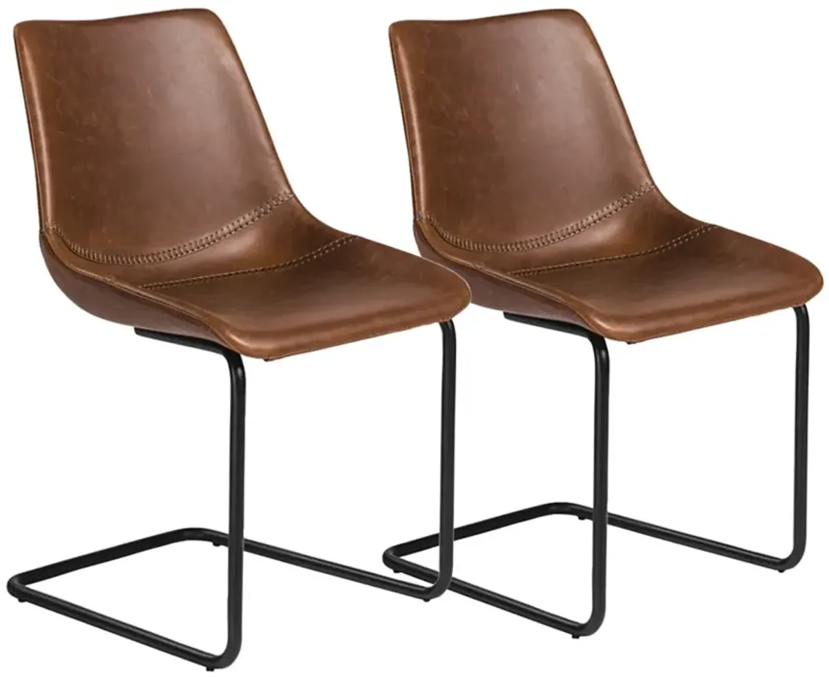 Flynn Dark Brown Leatherette Side Chairs Set of 2