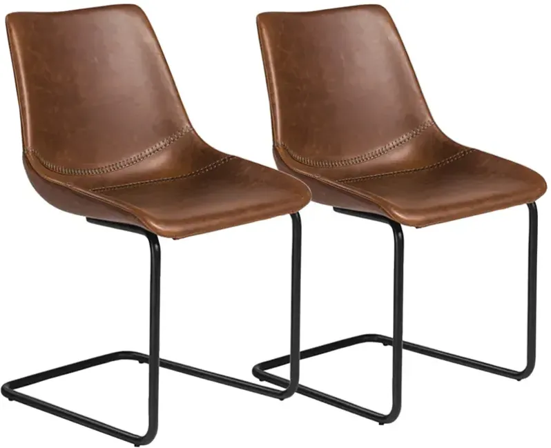 Flynn Dark Brown Leatherette Side Chairs Set of 2