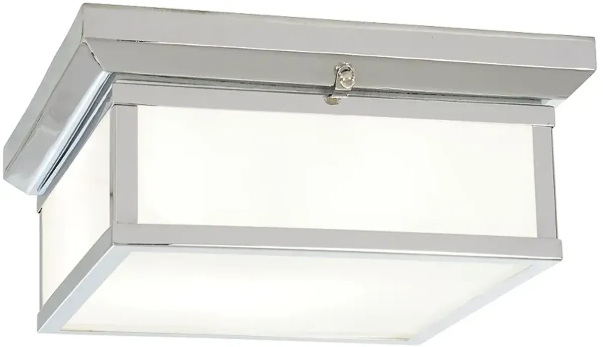 Minka Lavery 13" Wide 2-Light Chrome and White Glass Ceiling Light