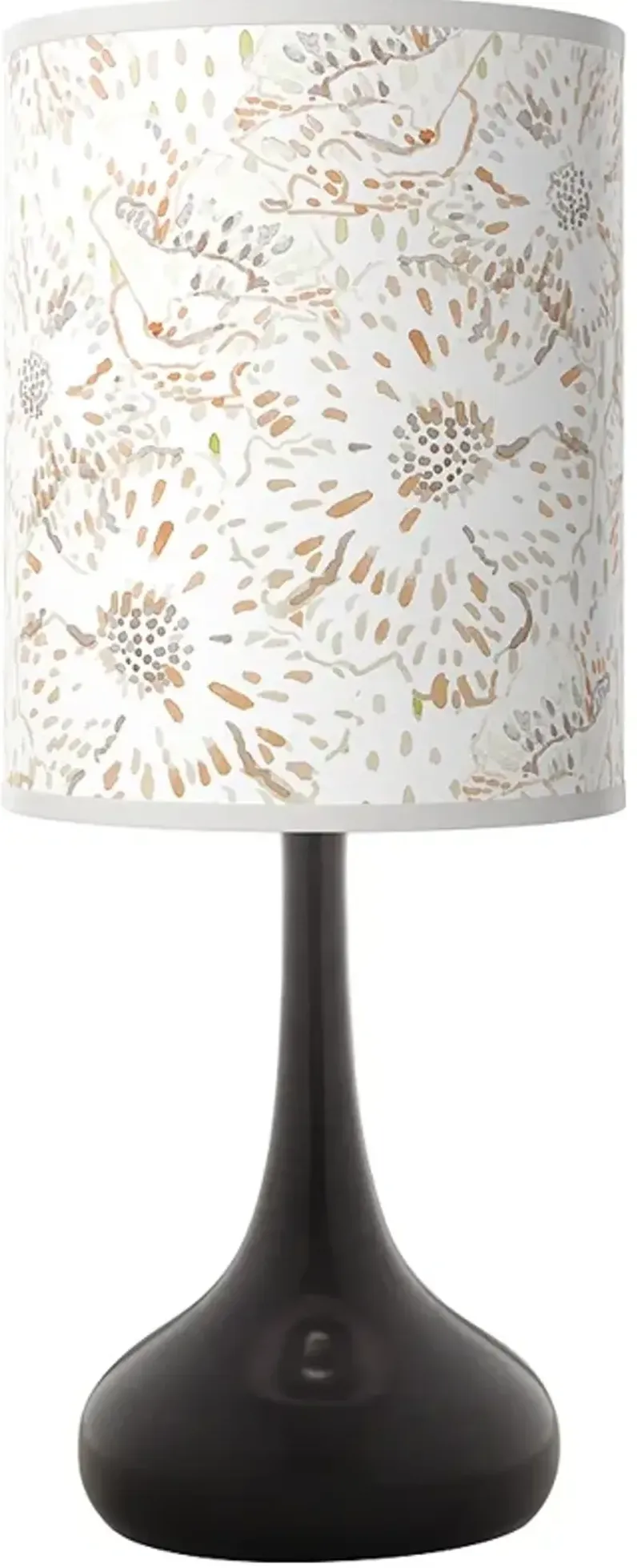 Windflowers Giclee Black Droplet Table Lamp