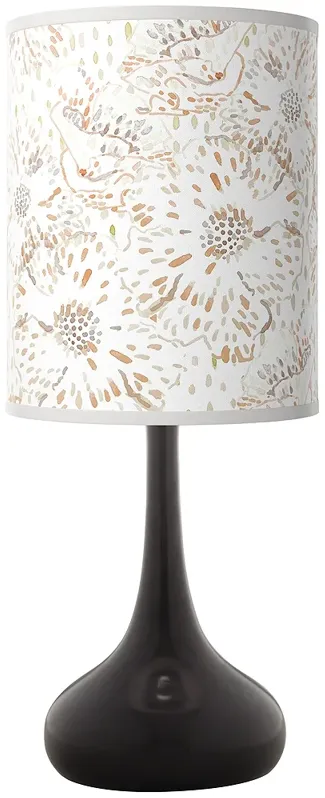 Windflowers Giclee Black Droplet Table Lamp