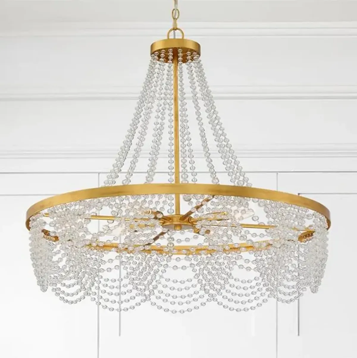 Fiona 4 Light Antique Gold Chandelier with Clear Beads