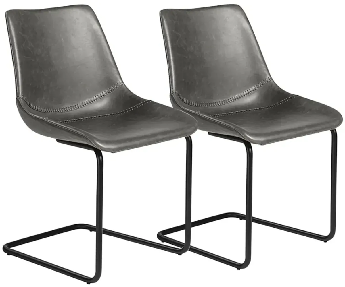 Flynn Dark Gray Leatherette Side Chairs Set of 2