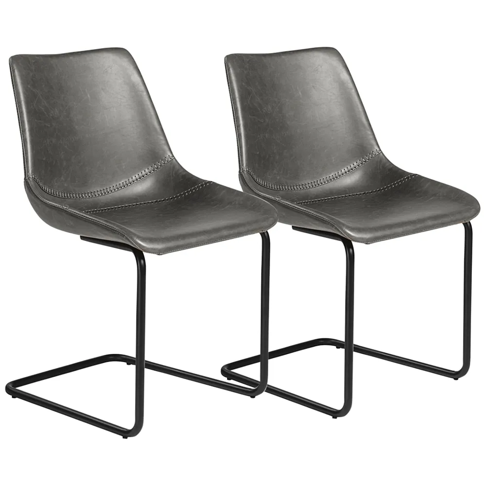 Flynn Dark Gray Leatherette Side Chairs Set of 2