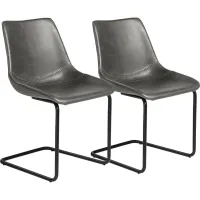 Flynn Dark Gray Leatherette Side Chairs Set of 2