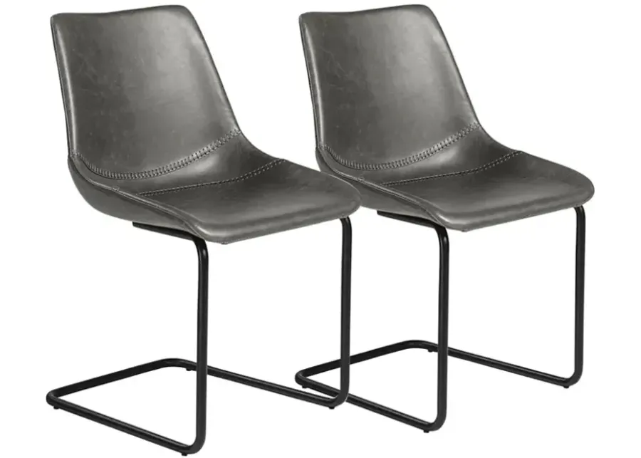 Flynn Dark Gray Leatherette Side Chairs Set of 2