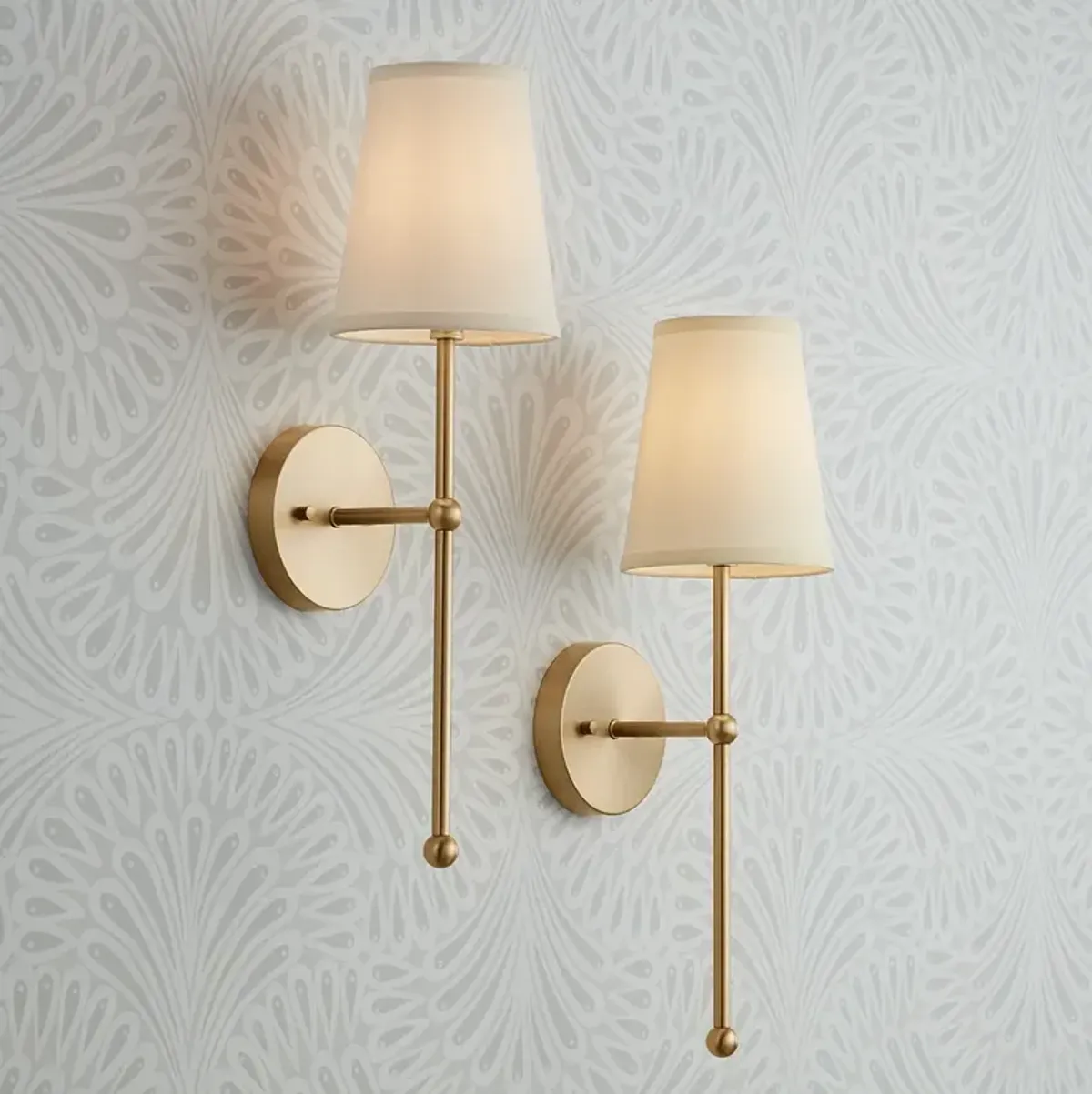 Possini Euro Elena 21" High Warm Brass Wall Sconce Set of 2