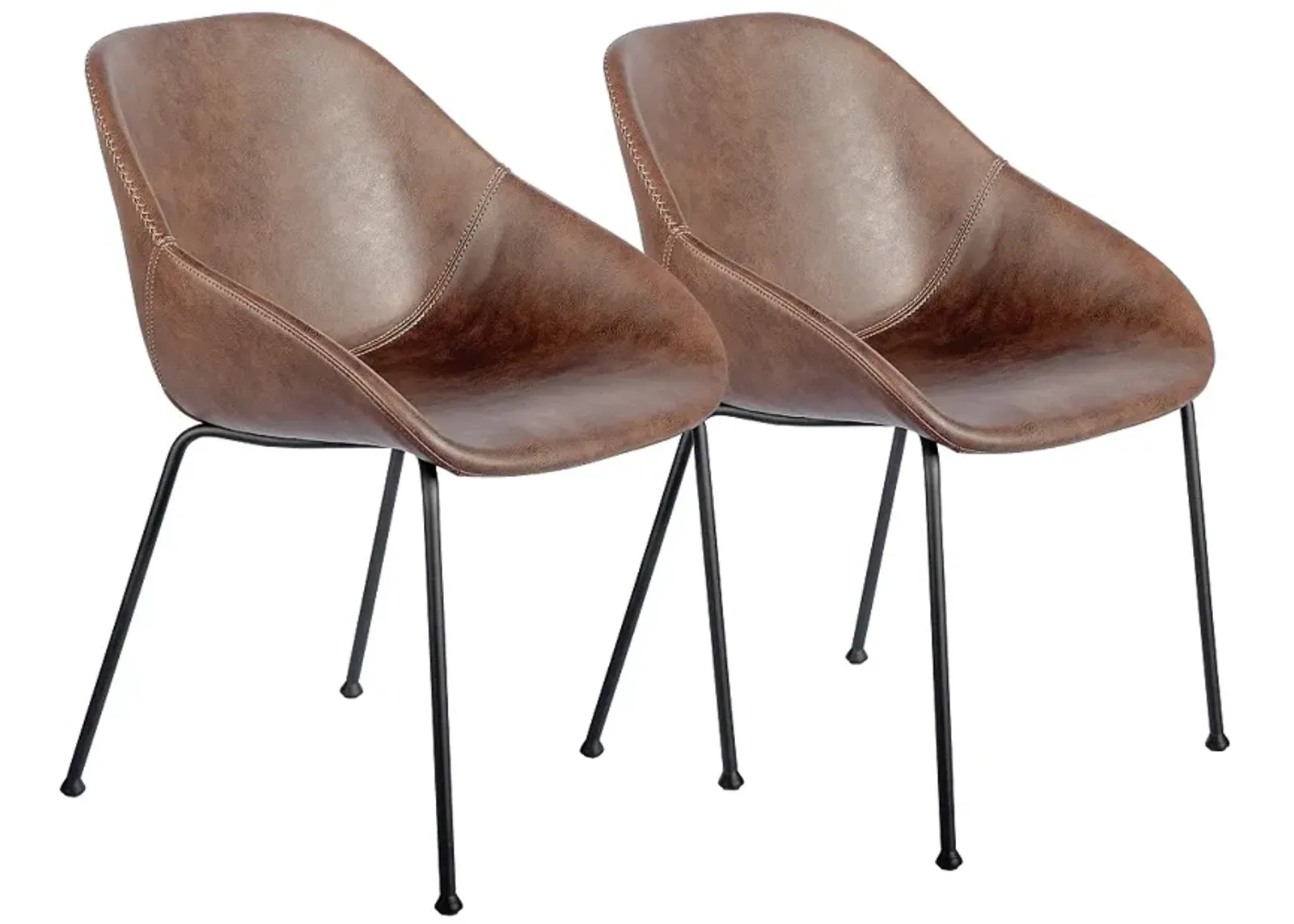 Corinna Vintage Brown Leatherette Side Chair Set of 2