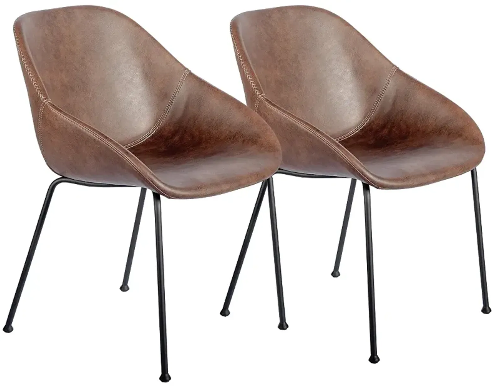 Corinna Vintage Brown Leatherette Side Chair Set of 2