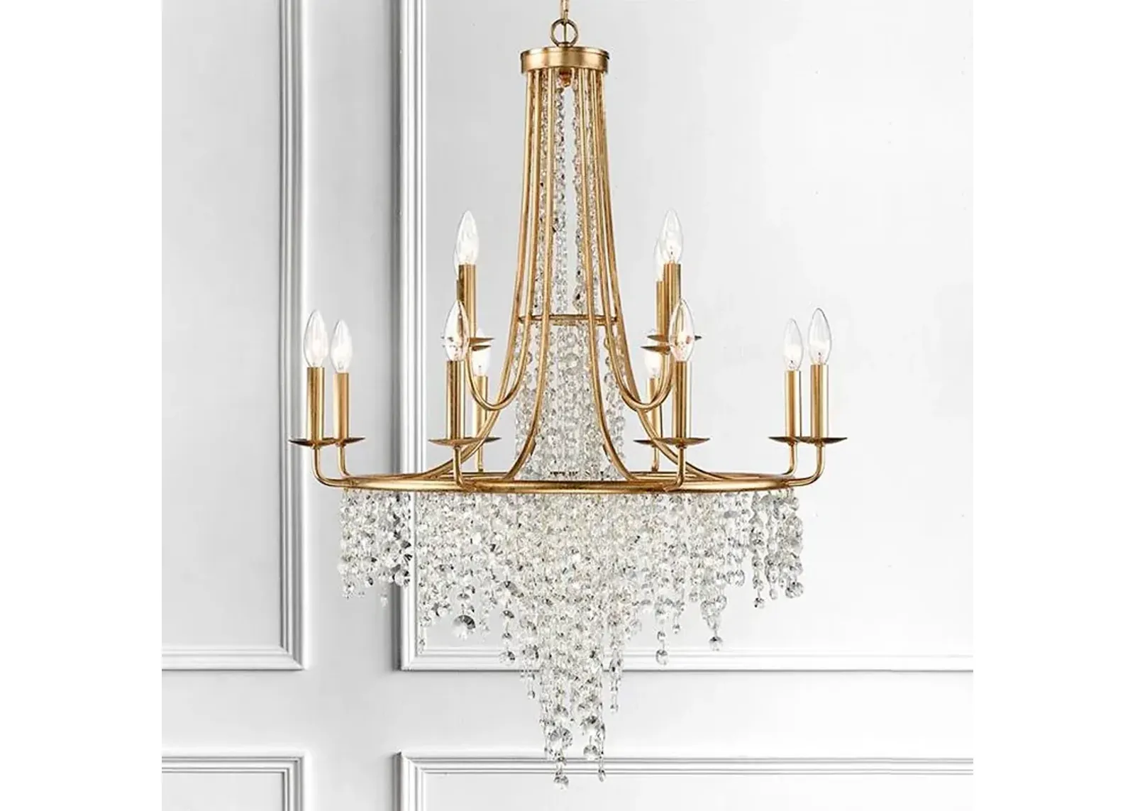 Crystorama Gabrielle 30" Wide 12-Light Antique Gold Crystal Chandelier