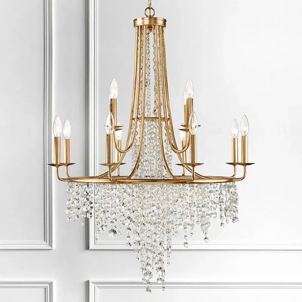 Crystorama Gabrielle 30" Wide 12-Light Antique Gold Crystal Chandelier