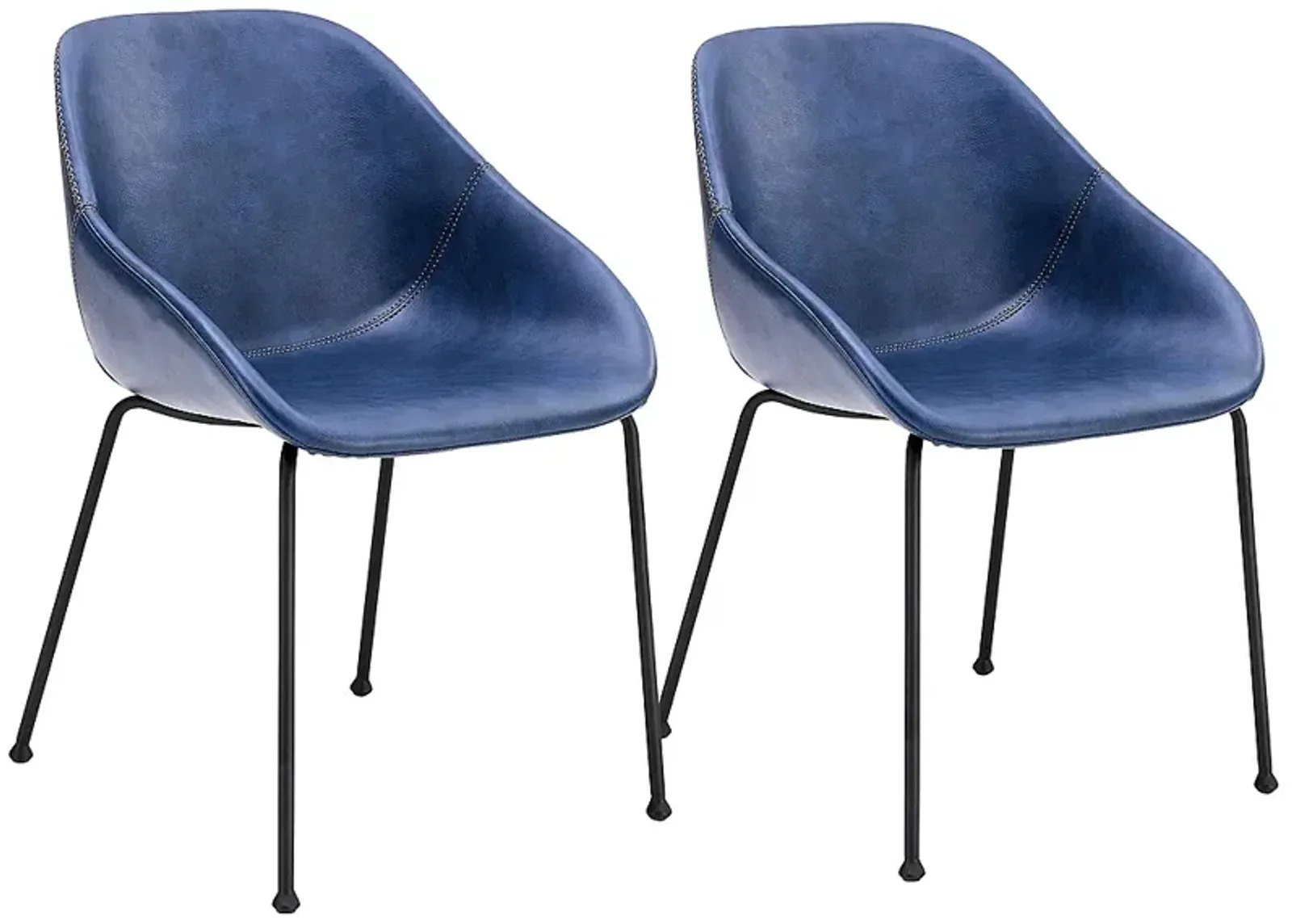 Corinna Vintage Dark Blue Leatherette Side Chair Set of 2