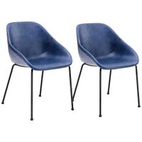 Corinna Vintage Dark Blue Leatherette Side Chair Set of 2