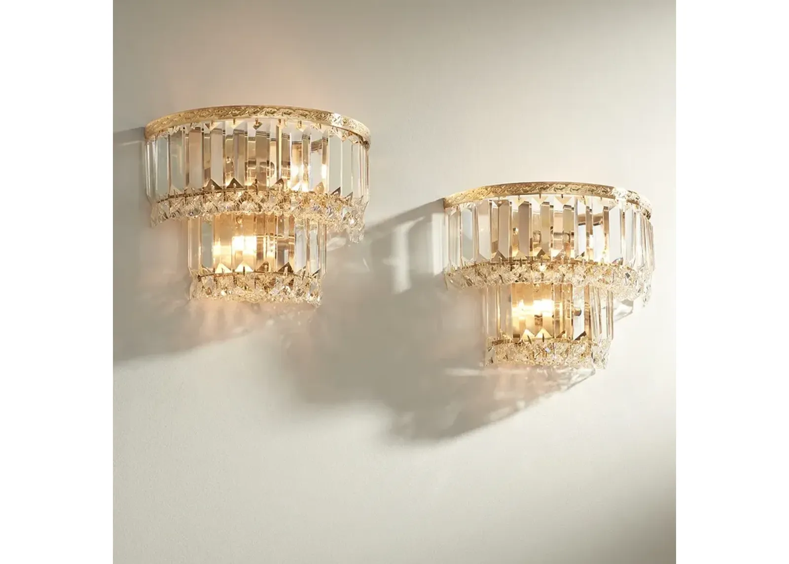 Magnificence Gold 10" Wide Crystal Wall Sconce Set of 2