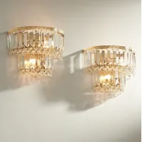 Magnificence Gold 10" Wide Crystal Wall Sconce Set of 2
