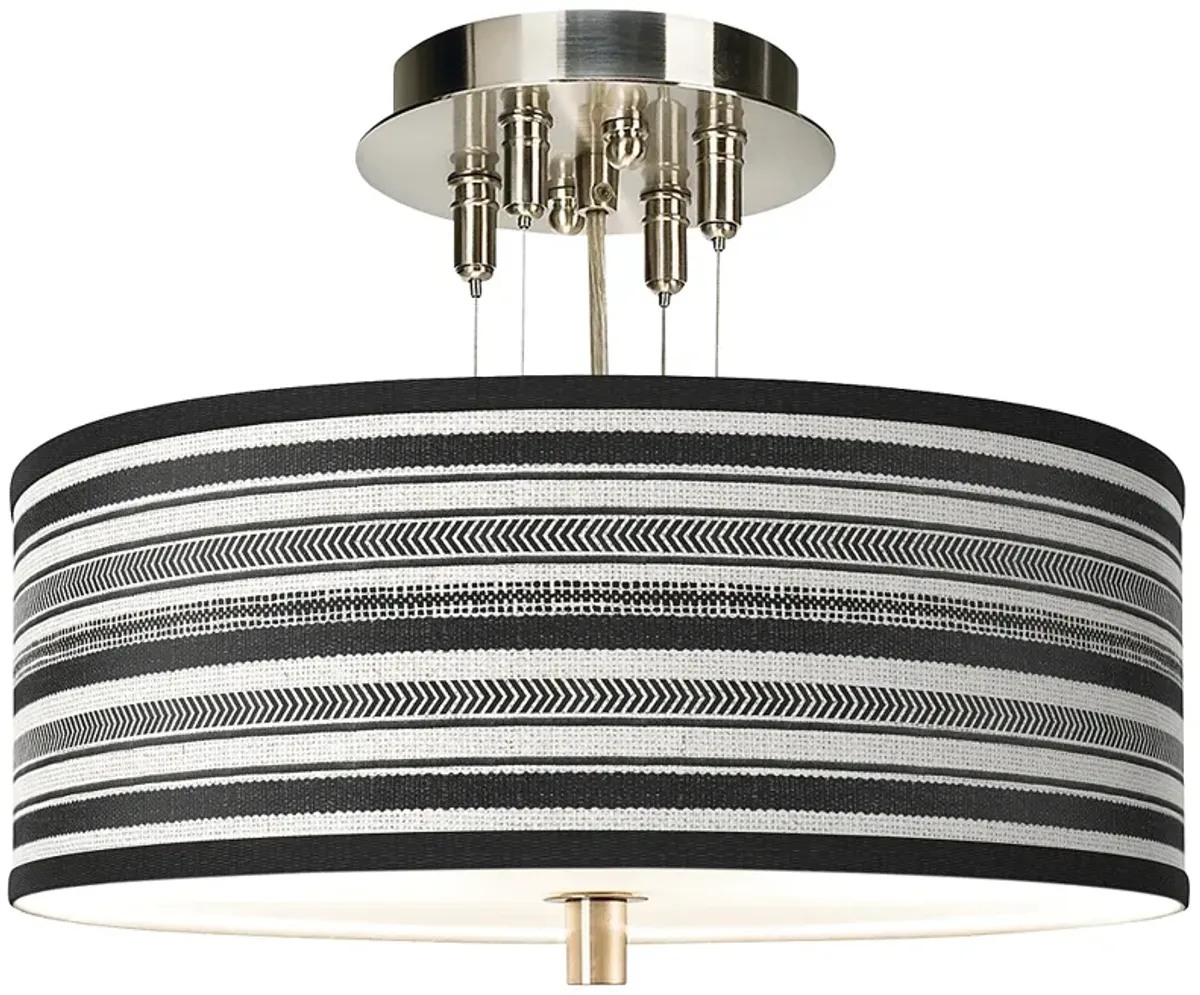 Stripes Noir Giclee 14" Wide Ceiling Light