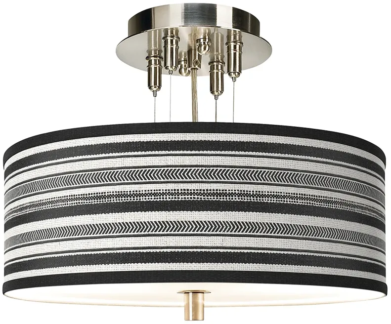 Stripes Noir Giclee 14" Wide Ceiling Light