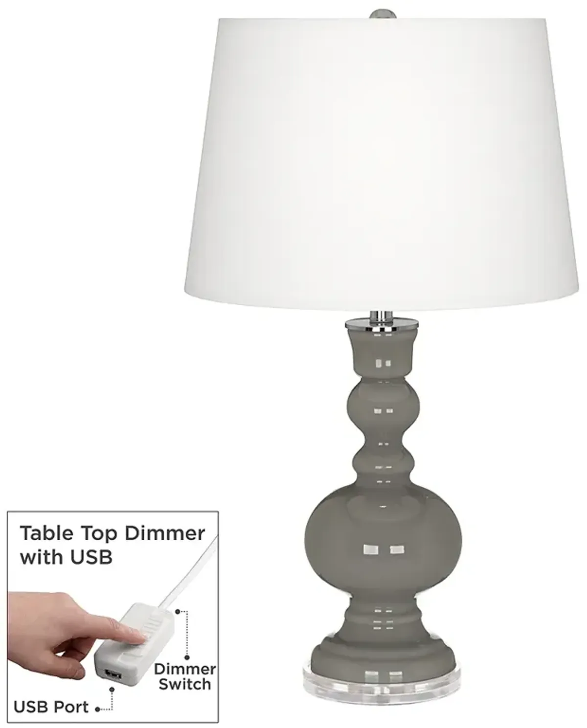 Color Plus Apothecary 30" Guantlet Gray Table Lamp with USB Dimmer