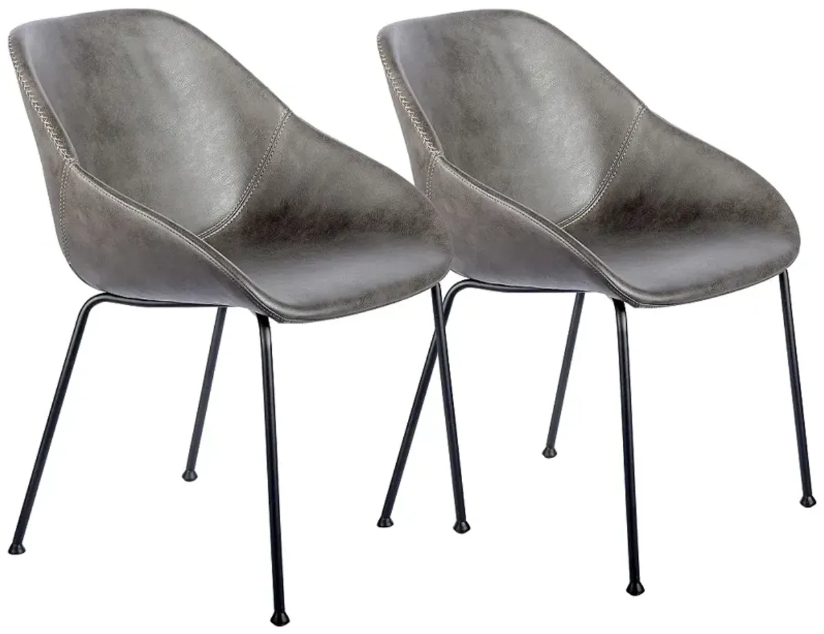 Corinna Vintage Dark Gray Leatherette Side Chair Set of 2