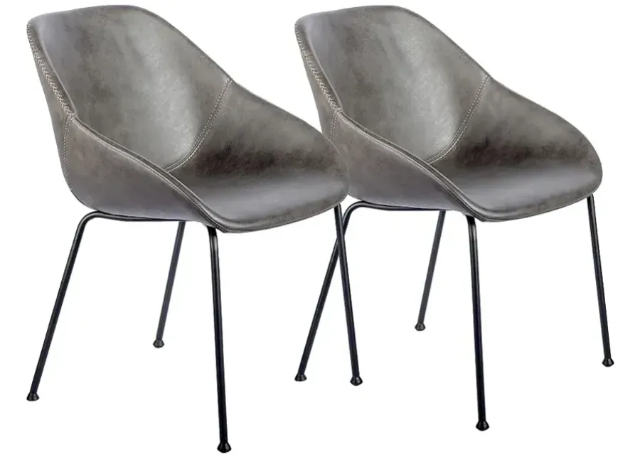 Corinna Vintage Dark Gray Leatherette Side Chair Set of 2