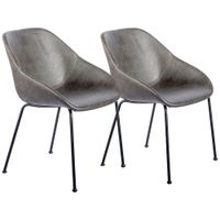 Corinna Vintage Dark Gray Leatherette Side Chair Set of 2
