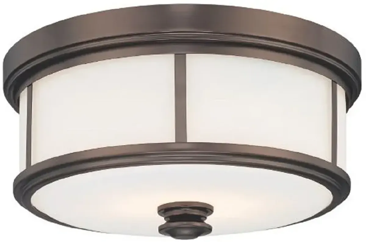 Minka Lavery 3-Light 16-in Harvard Bronze Flush Mount with Glass Shades