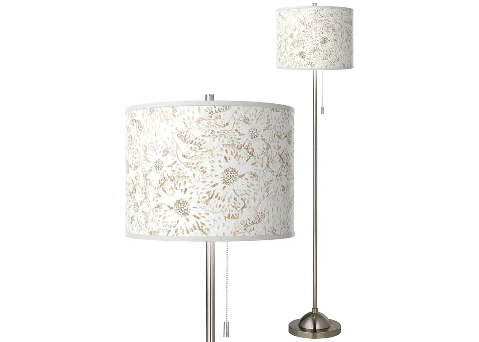 Giclee Glow 62" Windflowers Shade Brushed Nickel Pull Chain Floor Lamp