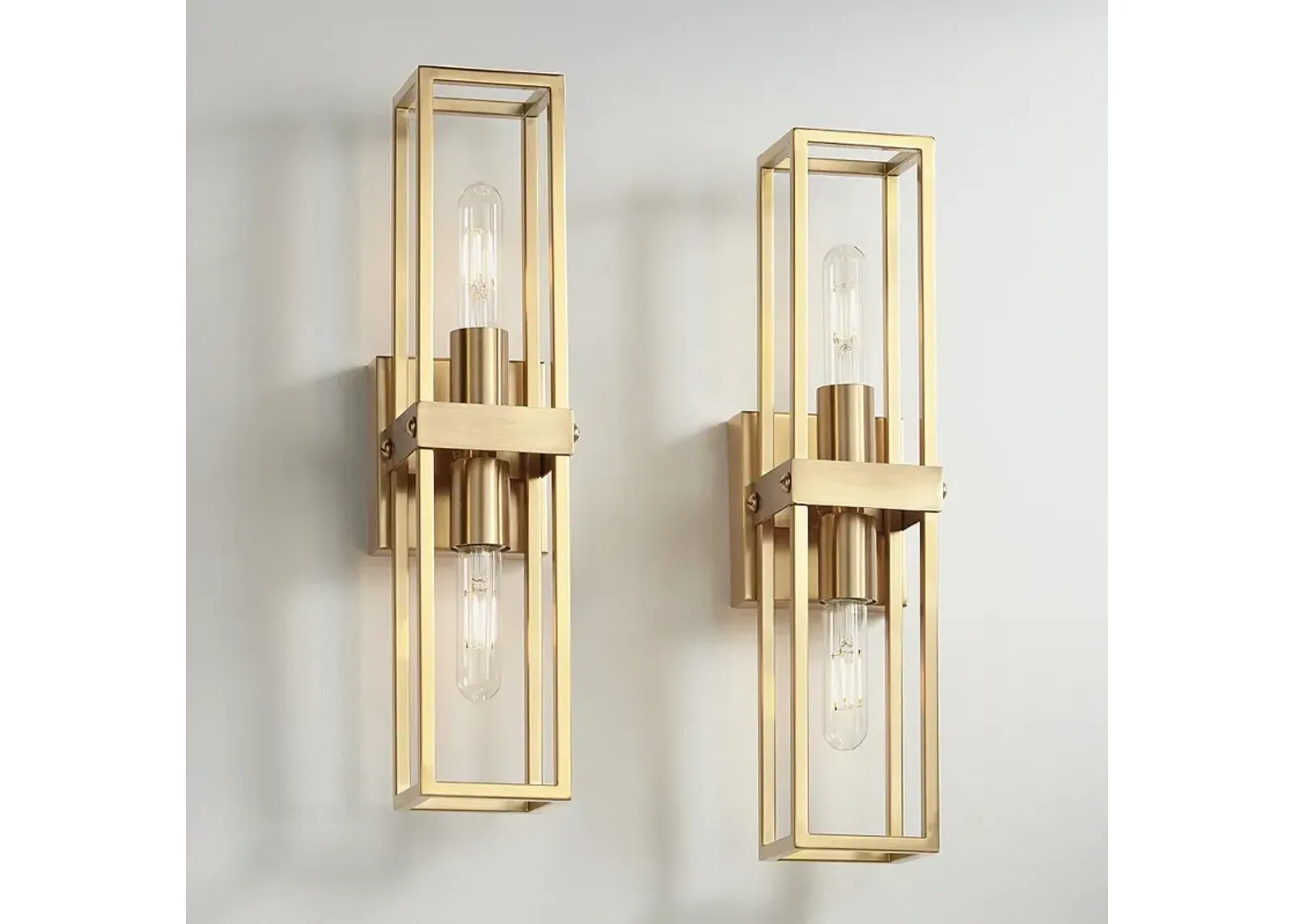 Possini Euro Fabrian 18 1/4" Brass Modern Luxe Wall Sconce Set of 2