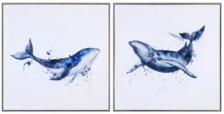Crestview Collection Whales Tails Framed Canvas Painting Set of 2