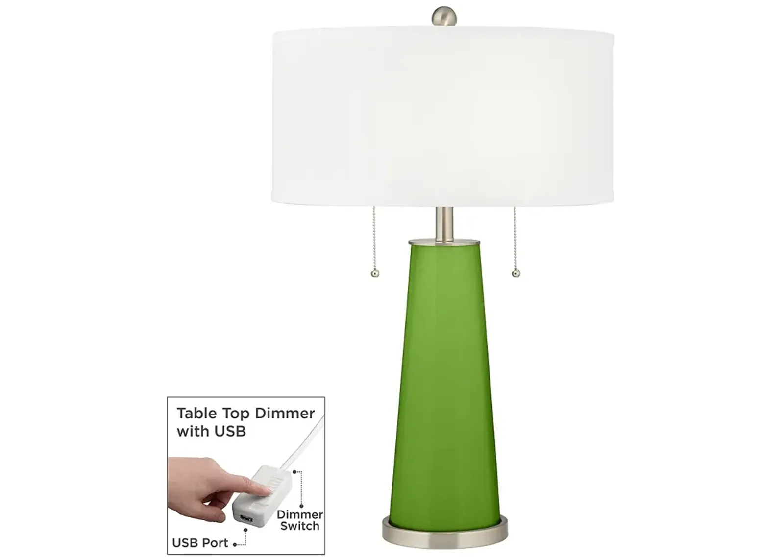 Color Plus Peggy 29 3/4" Rosemary Green Table Lamp with USB Dimmer