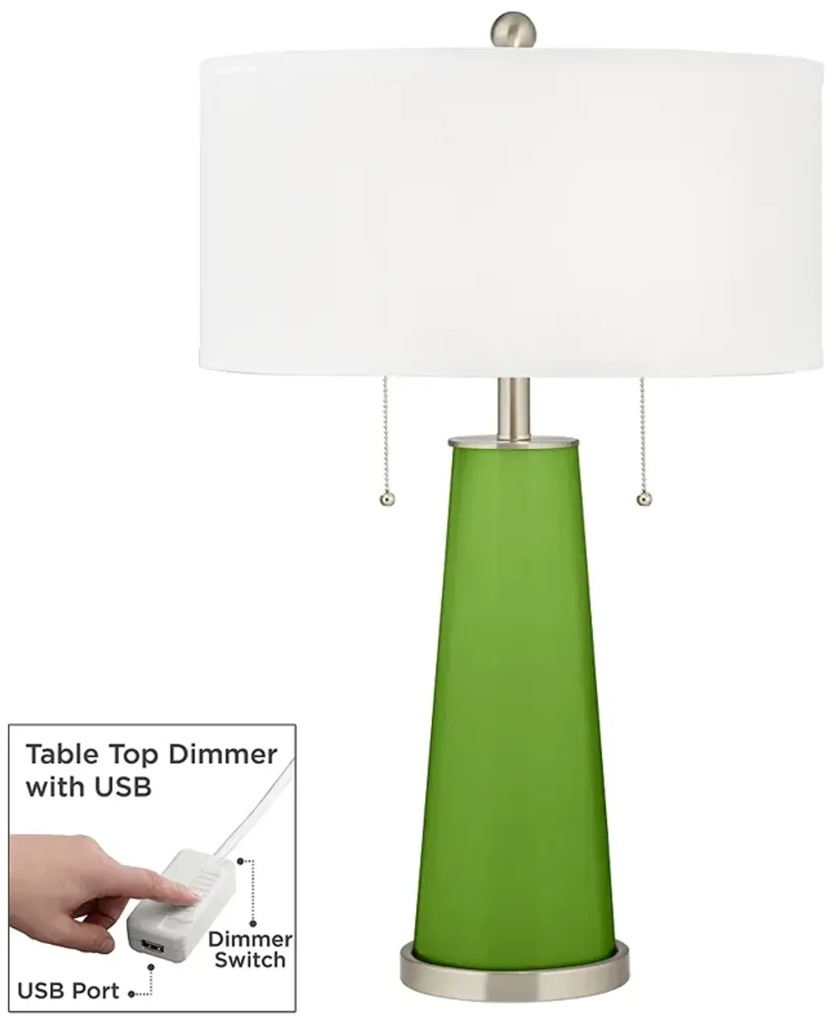 Color Plus Peggy 29 3/4" Rosemary Green Table Lamp with USB Dimmer