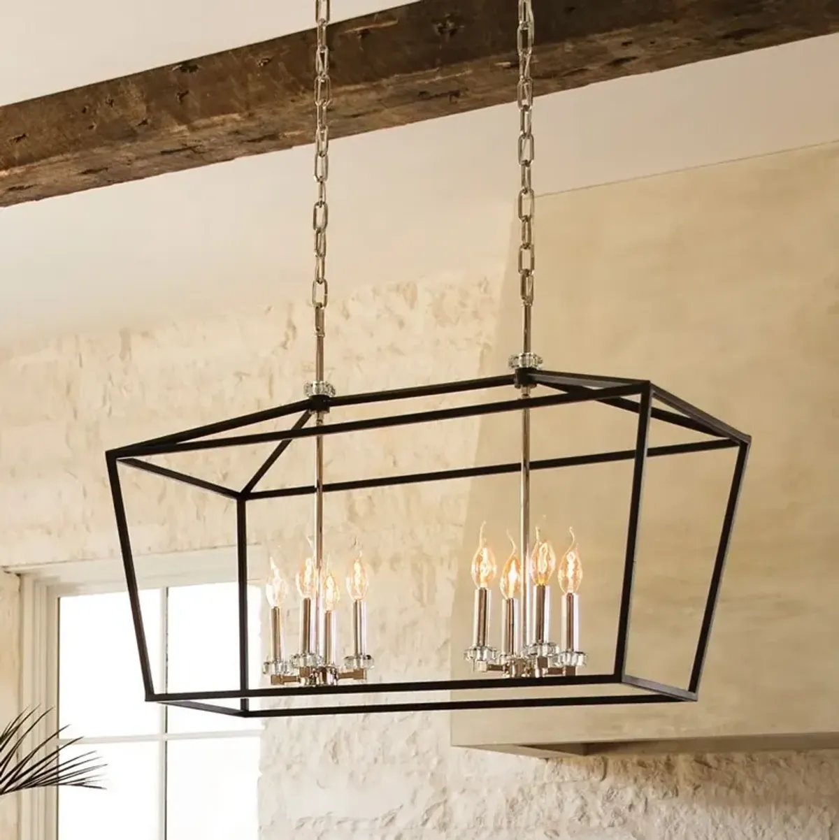 Hinkley Stinson 34" Wide Black Open Frame Linear Island Chandelier