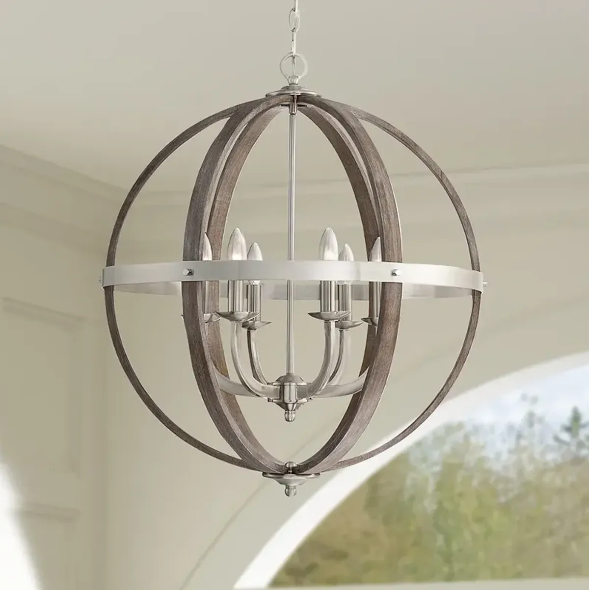 Fusion 24 1/2" Wide Brushed Nickel 6-Light Orb Chandelier