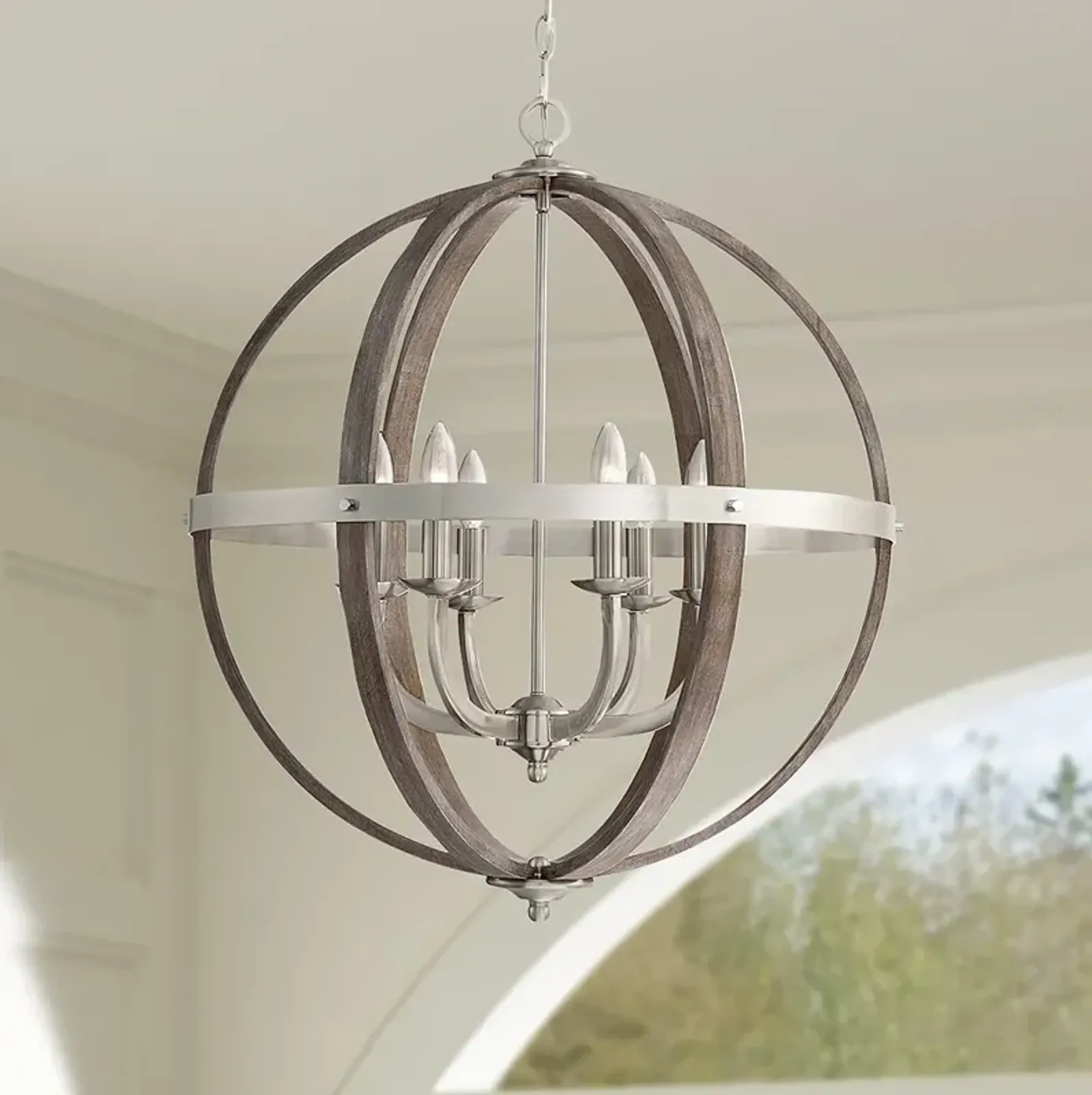 Fusion 24 1/2" Wide Brushed Nickel 6-Light Orb Chandelier