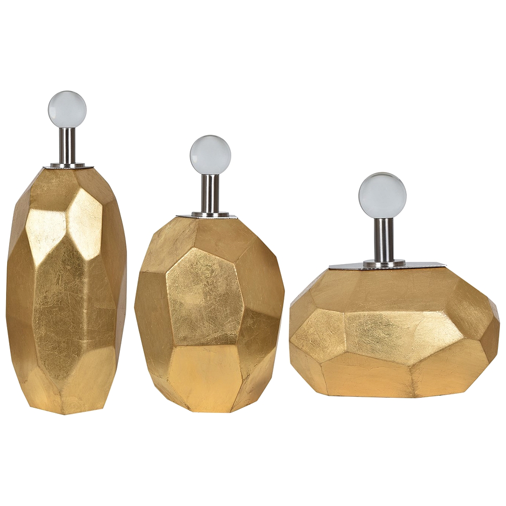 Roxy Gold Leaf Modern Vases Set of 3