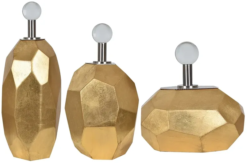 Roxy Gold Leaf Modern Vases - Set of 3