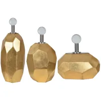 Roxy Gold Leaf Modern Vases - Set of 3