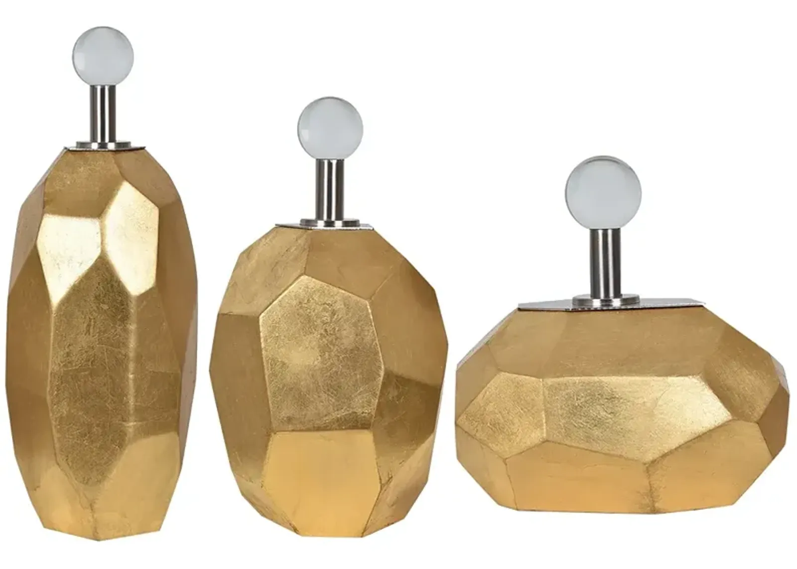 Roxy Gold Leaf Modern Vases - Set of 3