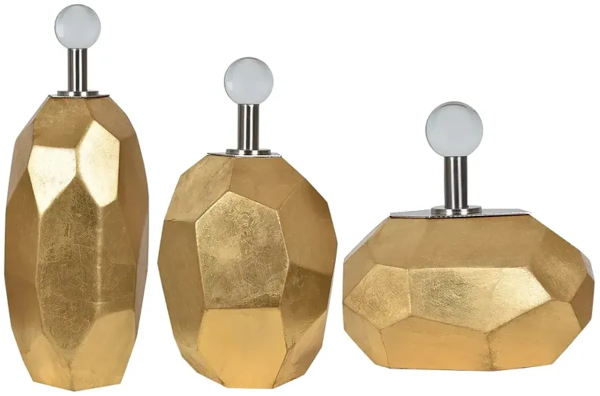 Roxy Gold Leaf Modern Vases - Set of 3