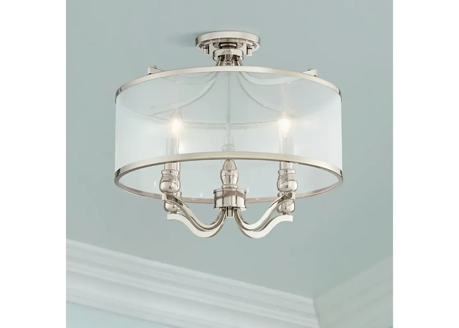 Possini Euro Nor 18" Wide Polished Nickel Traditional Ceiling Light