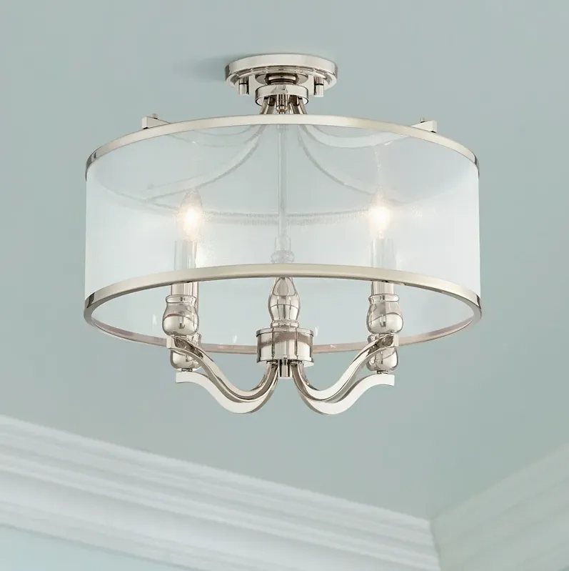 Possini Euro Nor 18" Wide Polished Nickel Traditional Ceiling Light