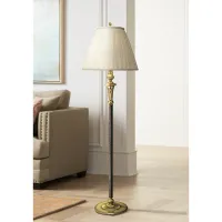 Stiffel Camille 61" Burnished Brass and Faux Black Leather Floor Lamp
