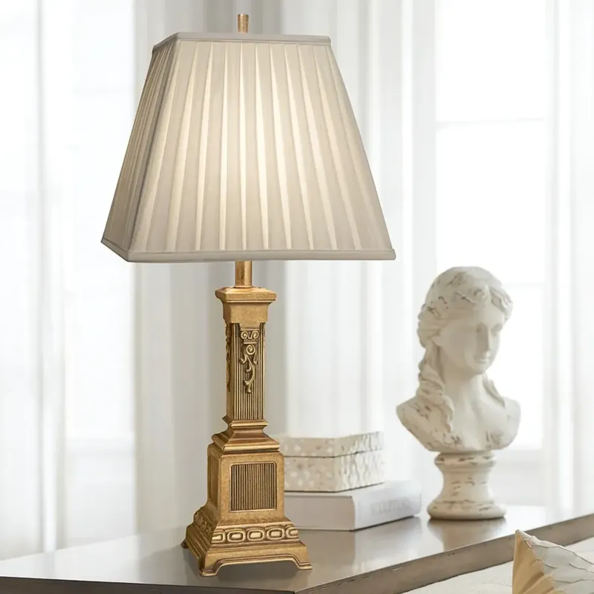 Stiffel Eliza 30" Pleated Shade Traditional French Gold Table Lamp