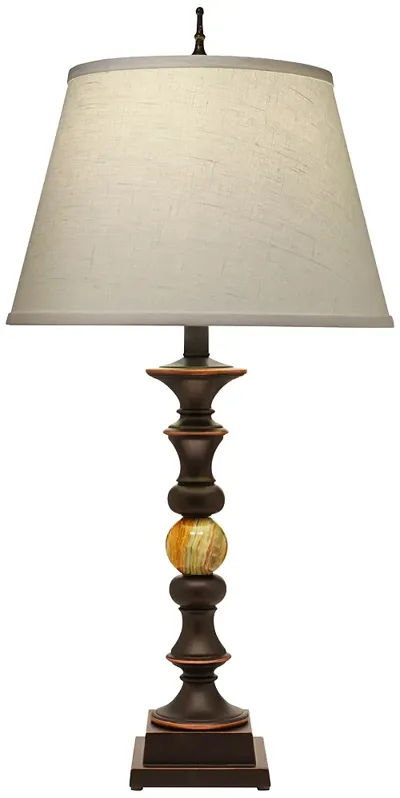 Stiffel Ella 31" Traditional Bronze and Green Onyx Table Lamp